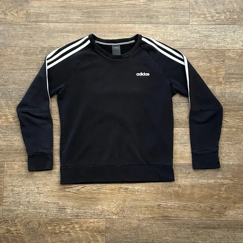 Adidas M CREW 3Stripe Black Regular Fit Sweatshirt